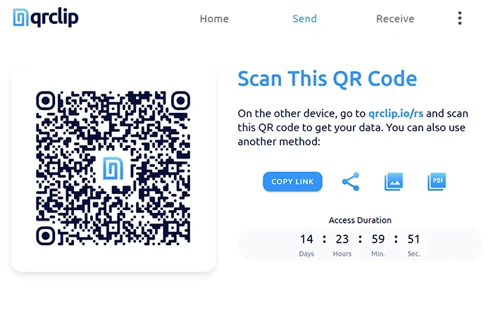 qrclip qr code generated