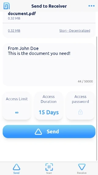 mobile device to share documents